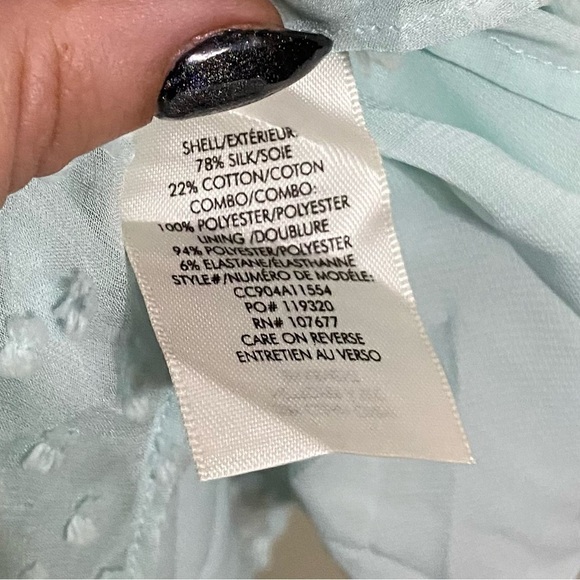 Alice + Olivia Sz 10 Katie Mint Swiss Dot Wrap Dress Silk Blend - Picture 6 of 7